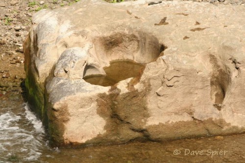 Pothole in a block of Tully limestone down on the lower streambed... (ref. # D060920) © Dave Spier